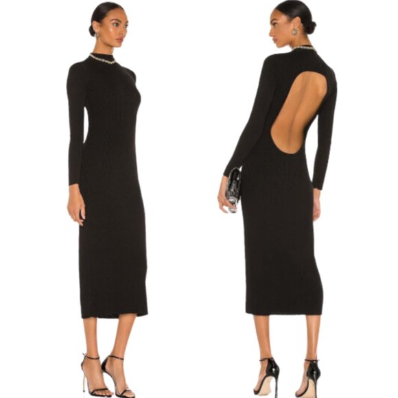 Musier Paris Dresses & Skirts - Musier Paris Darc Black Midi Ribbed Dress